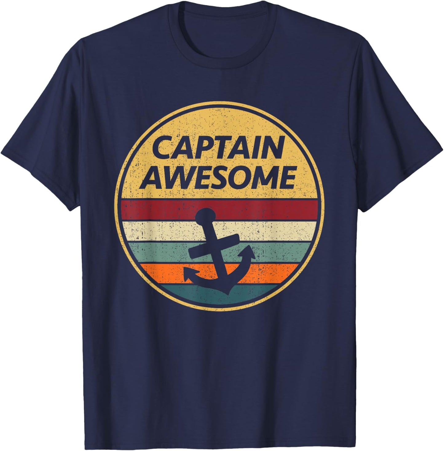 Retro Anchor Sailboat - Vintage Sailing Captain Awesome T-Shirt - T-Shirt | Navy