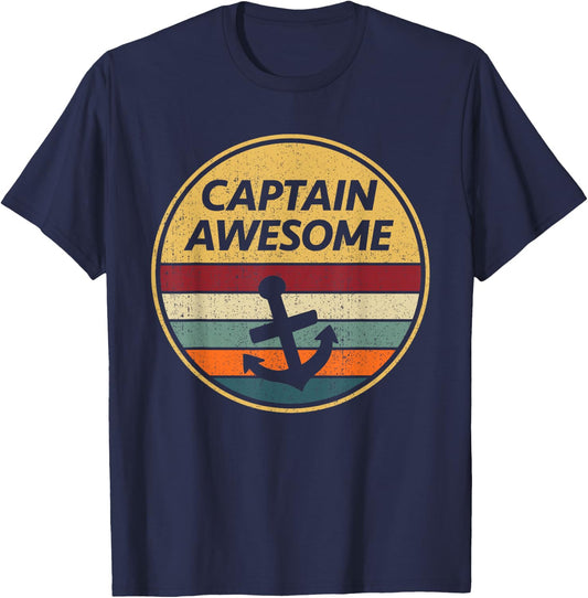 Retro Anchor Sailboat - Vintage Sailing Captain Awesome T-Shirt - T-Shirt | Navy
