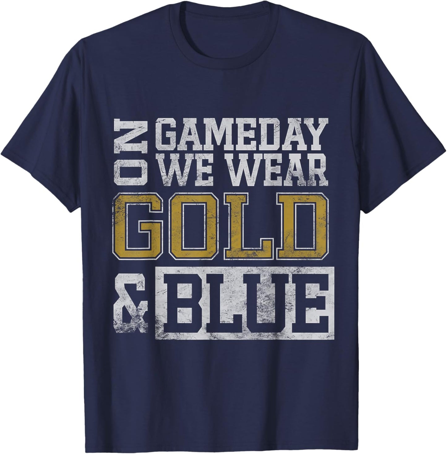 Blue Gold Game Day Group School Tournament Team Cheerleaders T-Shirt - T-Shirt | Navy