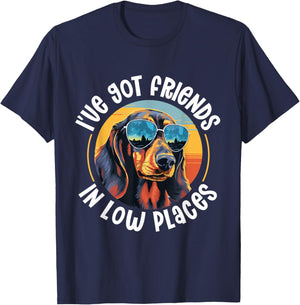 Dachshund wiener sausage dog I've Got Friends In Low Places T-Shirt - T-Shirt | Navy