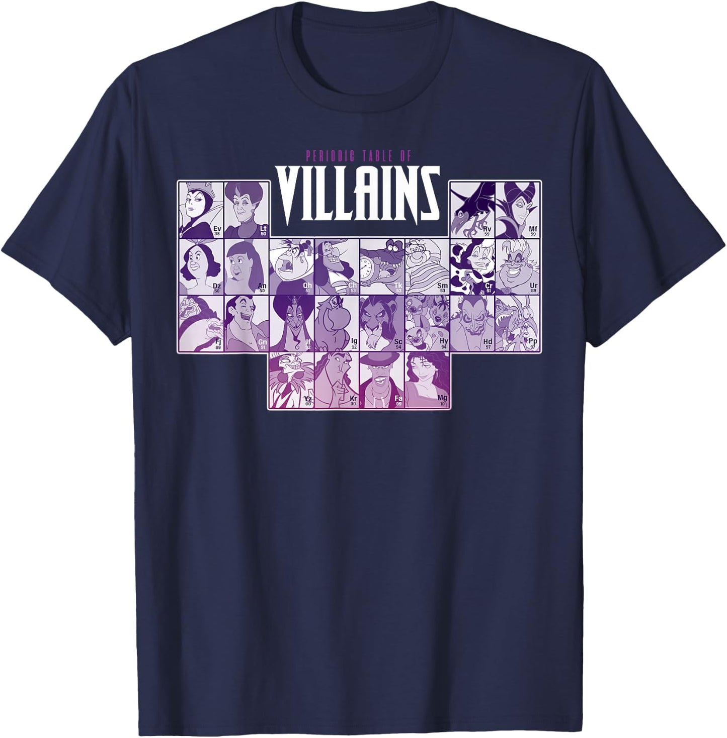 Disney Villains Periodic Table of Villains Group Shot Small T-Shirt - T-Shirt | Navy