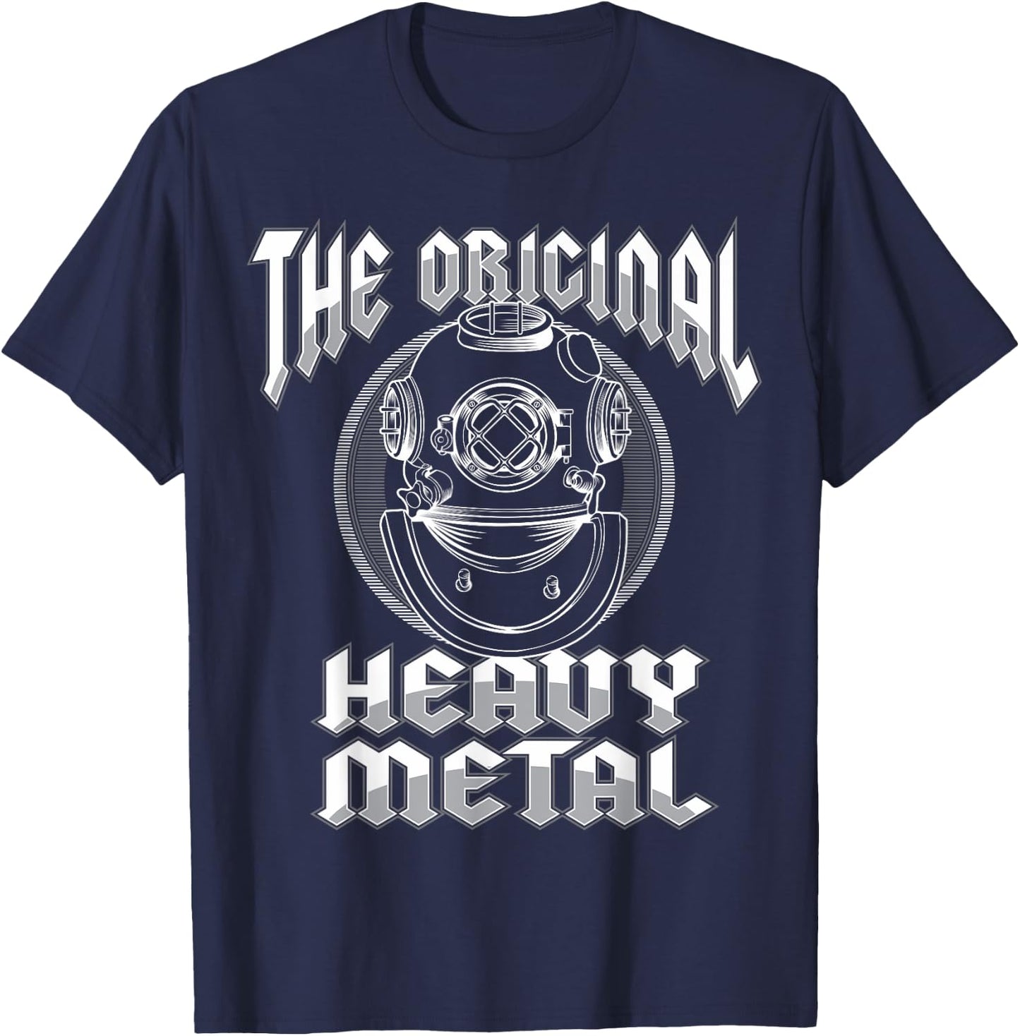 Deep Sea Diving Helmet Original Heavy Metal Underwater Diver T-Shirt - T-Shirt | Navy