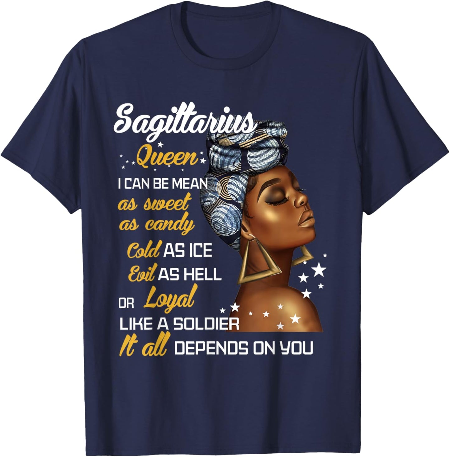 Birthday Gift Sagittarius Queen November or December Women T-Shirt - T-Shirt | Navy