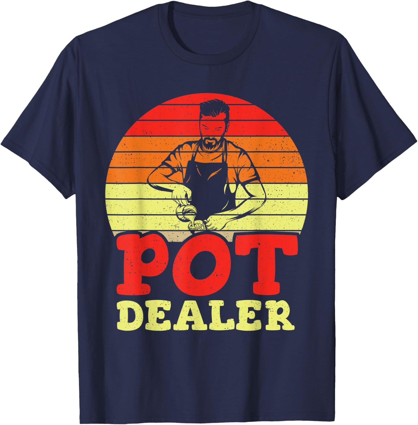 Vintage Pot Dealer Distressed Barista Coffee Lovers T-Shirt - T-Shirt | Navy