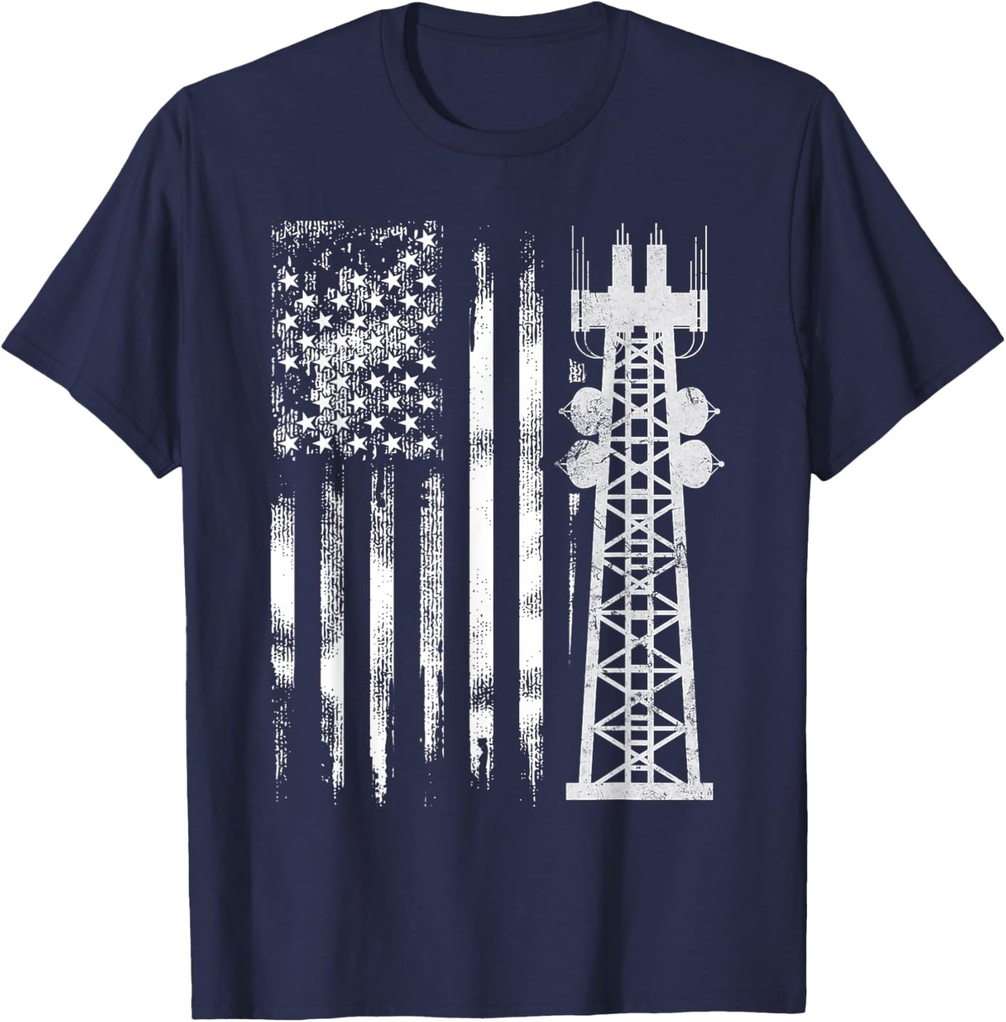 Patriotic Tower Climber Transmissionservie Climbing T-Shirt - T-Shirt | Navy
