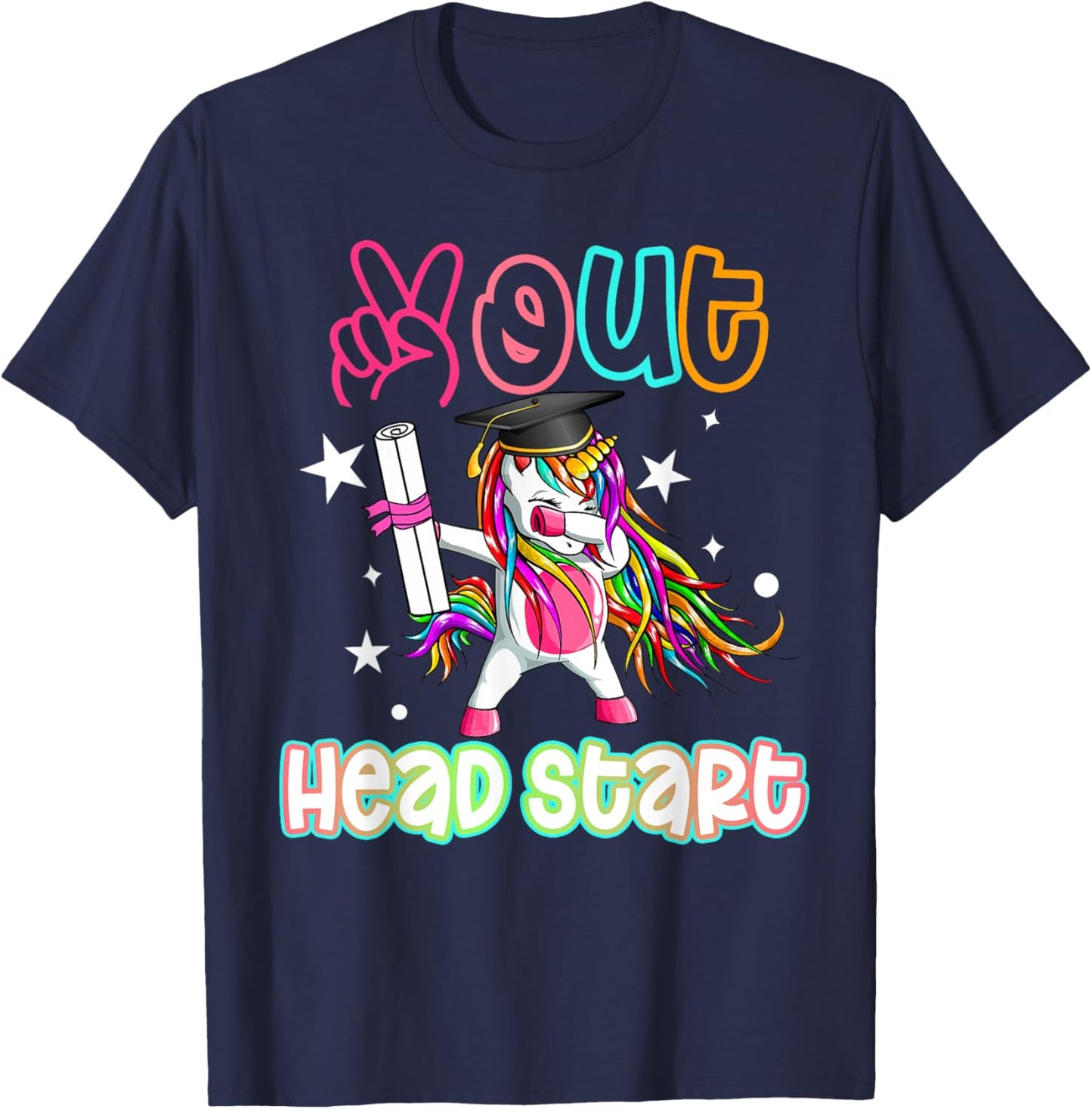 Peace out Headstart Dabbing Unicorn Last Day Of School Kids T-Shirt - T-Shirt | Navy