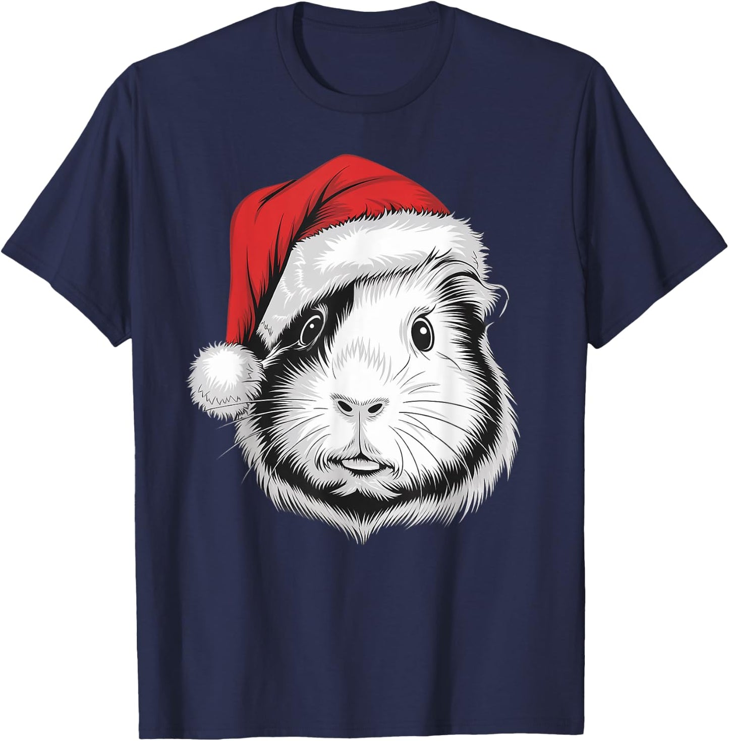 Joyful Guinea pig Santa on Guinea pig Christmas T-Shirt - T-Shirt | Navy
