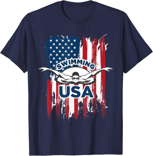 Swimming USA Support The Team Shirt USA Flag Pool