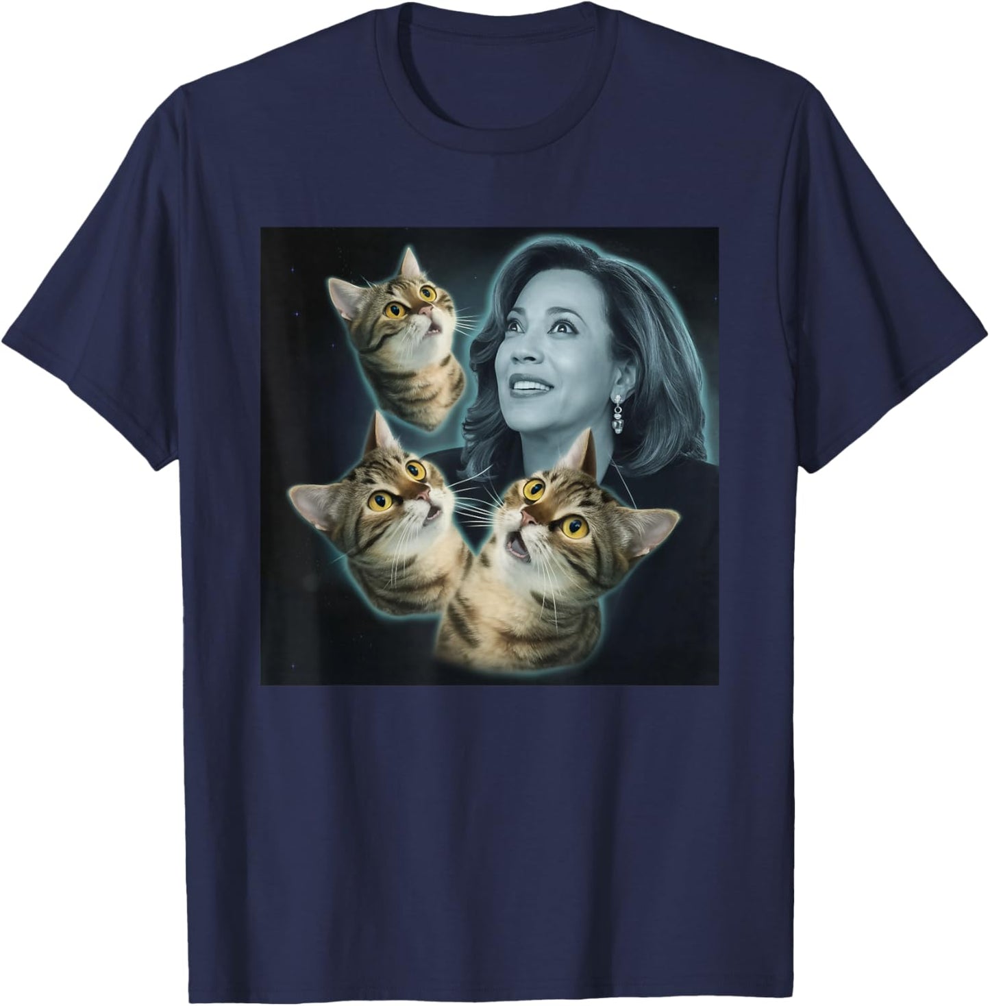 Three Cat Kamala Harris Funny Cats Lover Women T-Shirt - T-Shirt | Navy