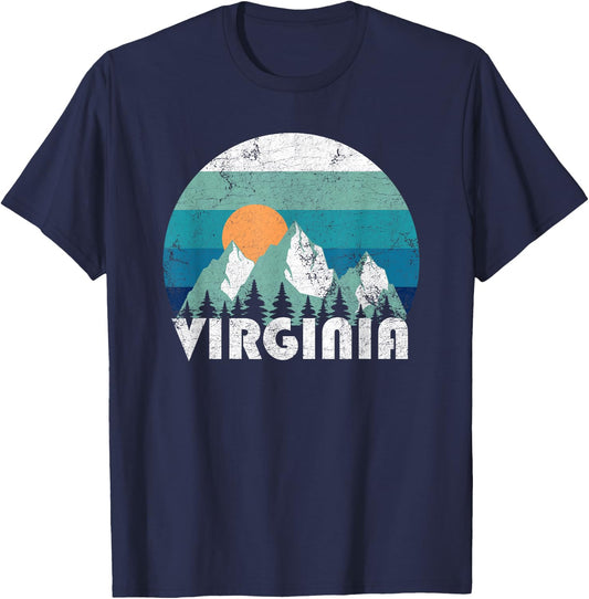 Virginia State Retro Vintage T-Shirt - T-Shirt | Navy