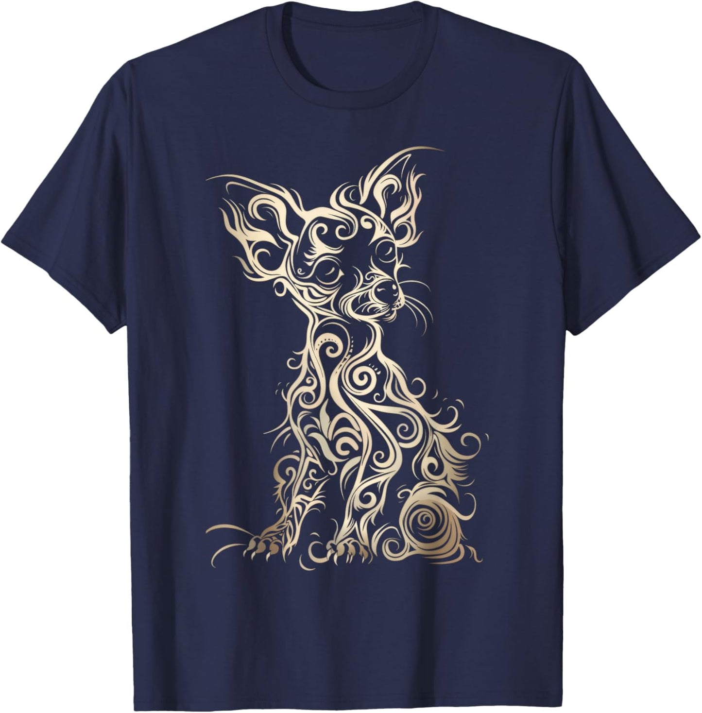 LumaThread Chiweenie Tribal Vintage Retro Graphic , Small, Black T-Shirt - T-Shirt | Navy