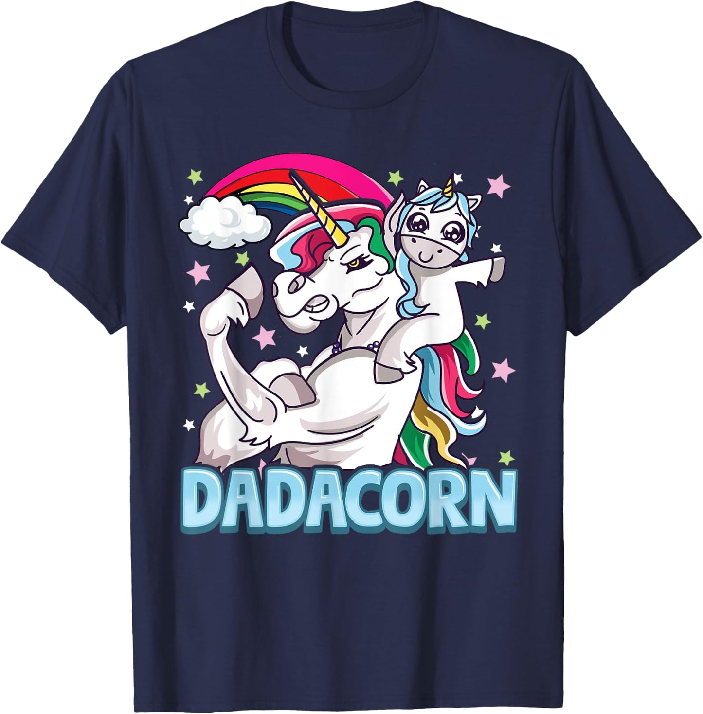 Dadacorn Dad Funny Unicorn Dad Papacorn Dadicorn T-Shirt - T-Shirt | Navy