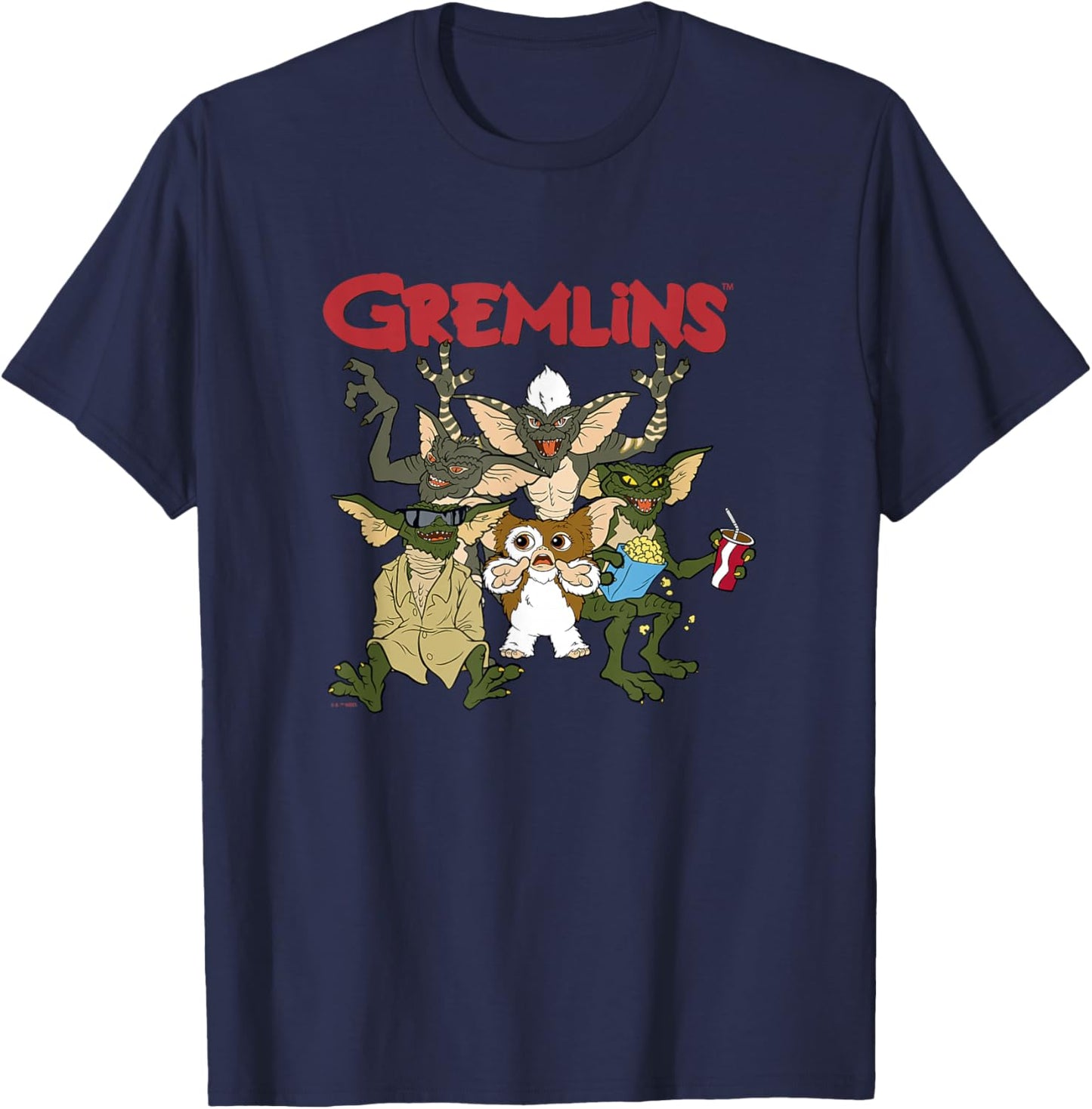 Gremlins Vintage Retro Watch Party Group Shot T-Shirt - T-Shirt | Navy