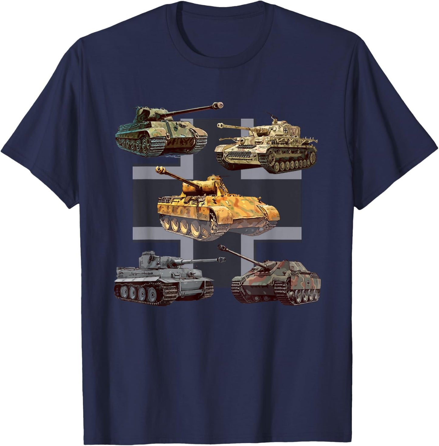 German Tanks WW2 V Panther Jagdpanther Tiger 1 Tiger 2 T-Shirt - T-Shirt | Navy