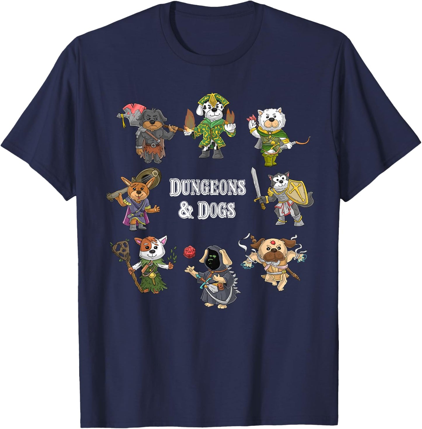 Dungeons And Dogs Cats Funny Cute Tabletop Gaming Roleplay T-Shirt - T-Shirt | Navy