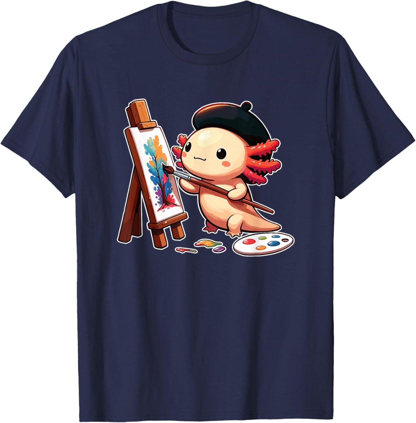 Painter Art Artist Axolotl T-Shirt - T-Shirt | Navy