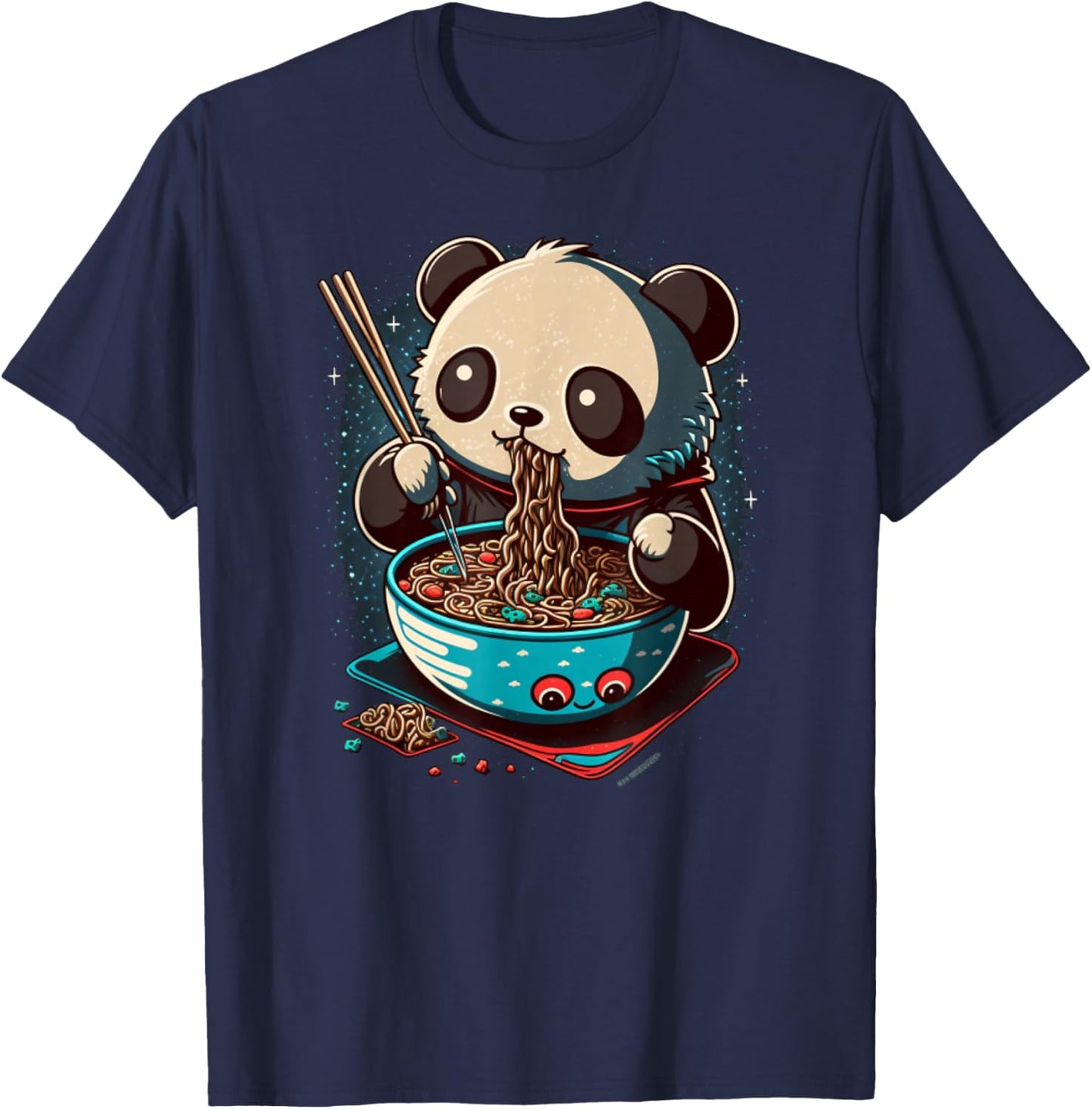 Adorable Kawaii Panda Eating Ramen Gifts T-Shirt - T-Shirt | Navy