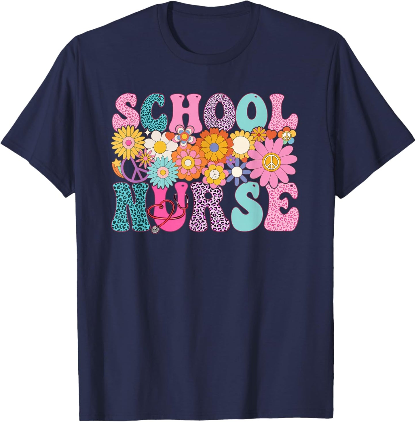 School Nurse Week Groovy Appreciation Day T-Shirt - T-Shirt | Navy