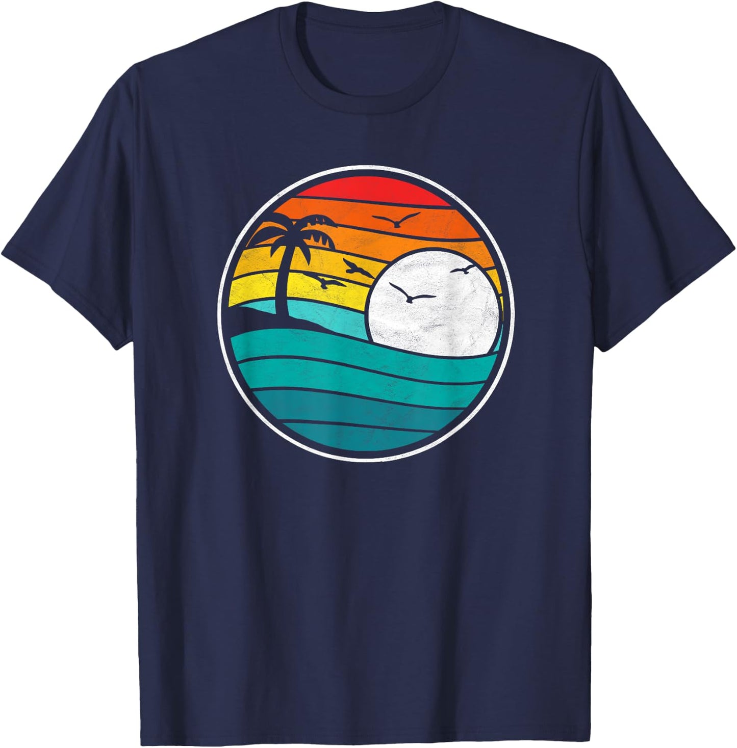 Retro Eighties Beach & Surf Graphic 80's Vibe Graphic Women Girls Kids T-Shirt - T-Shirt | Navy
