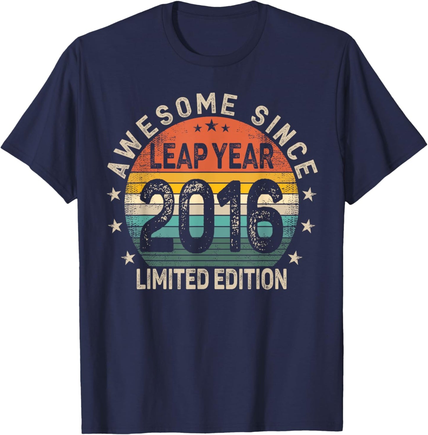 Leap Year 8th Birthday Awesome Since 2016 Vintage Leap Day T-Shirt - T-Shirt | Navy