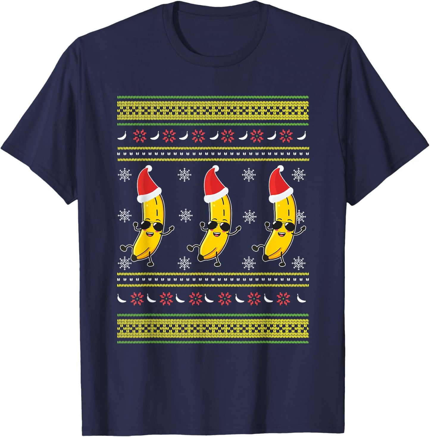 All I Want For Christmas Is Bananas Ugly Xmas For Banana Fan T-Shirt - T-Shirt | Navy