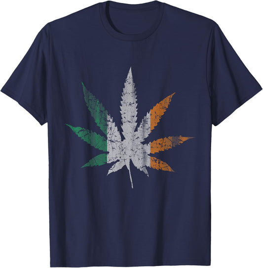 Irish Marijuana Pot Leaf Cannabis St Patricks Day 420 Weed T-Shirt - T-Shirt | Navy