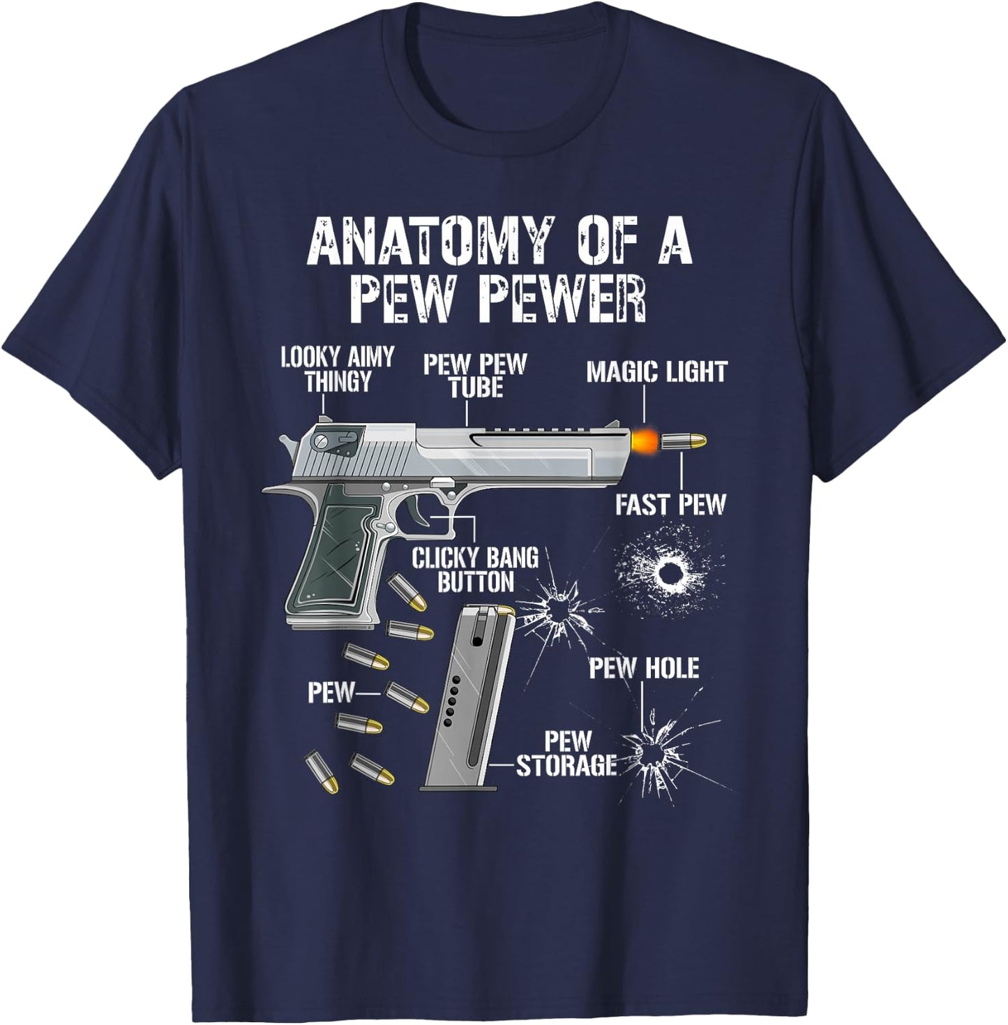 Anatomy of a Pew Pewer Funny Pistols 9 mm Sports Shooters T-Shirt - T-Shirt | Navy