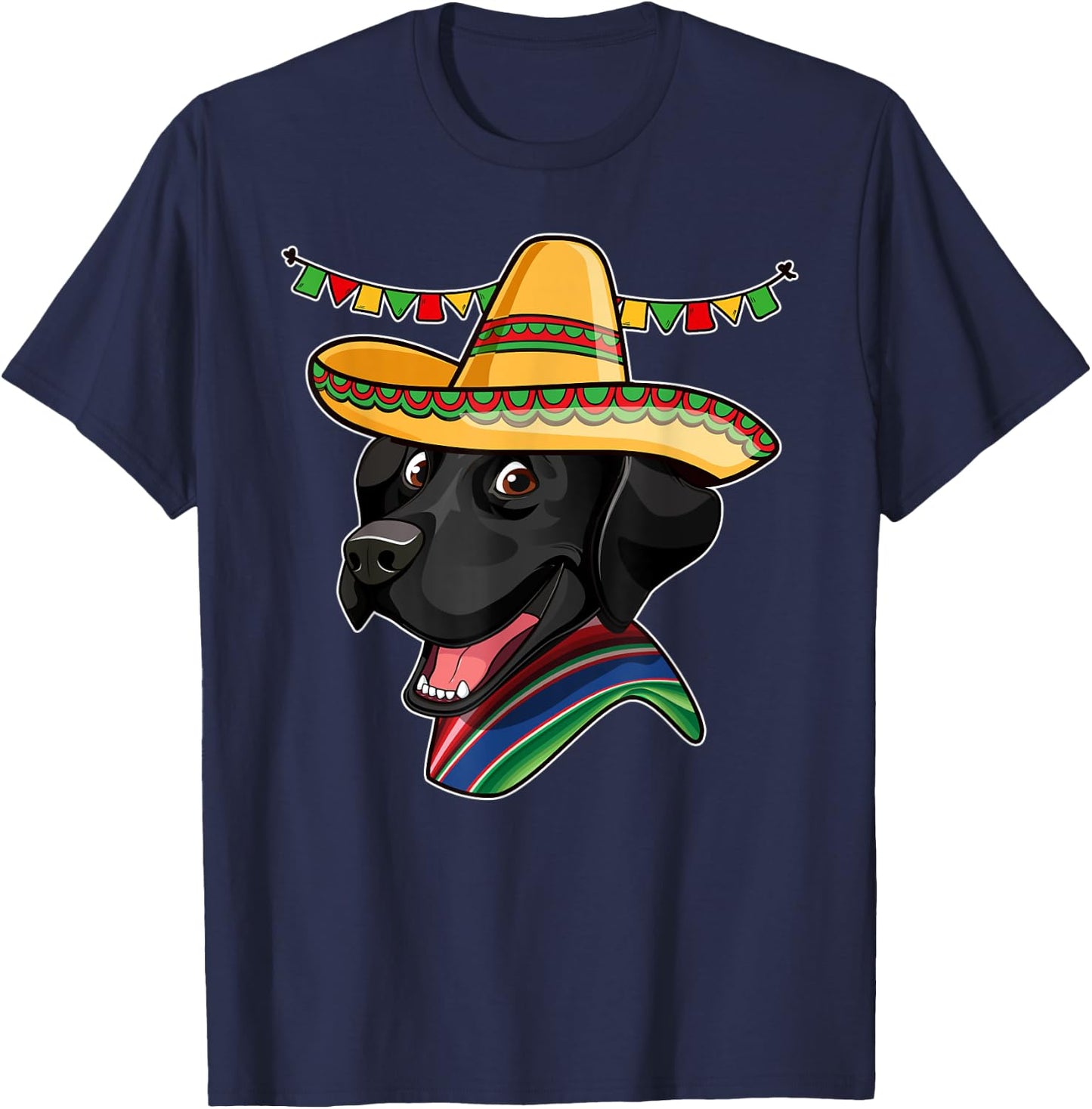 Black Lab Cinco De Mayo Mexican Sombrero Dog Gift Men Women Kids T-Shirt - T-Shirt | Navy