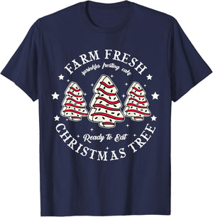 Farm Fresh Christmas Tree Xmas Cake Holiday Family Matching -Kids T-Shirt - T-Shirt | Navy