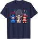 Three Red Blue White Cute Cows 4th Of July Farmer Rancher Kids Men T-Shirt - T-Shirt | Navy