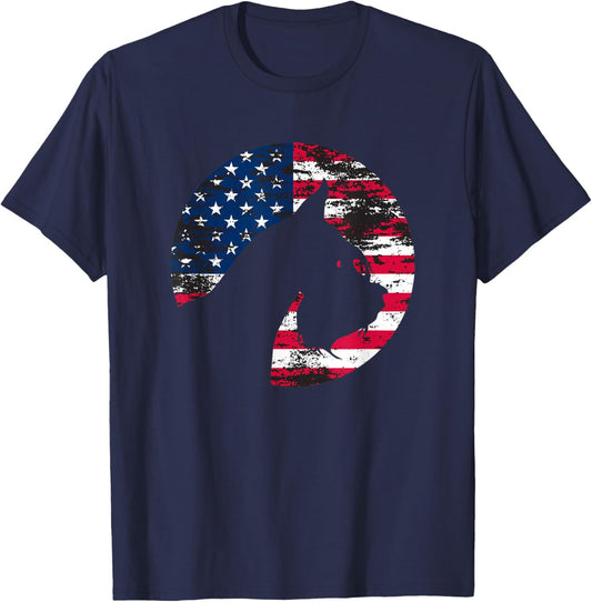 Vintage Schnauzer American Flag T-Shirt - T-Shirt | Navy