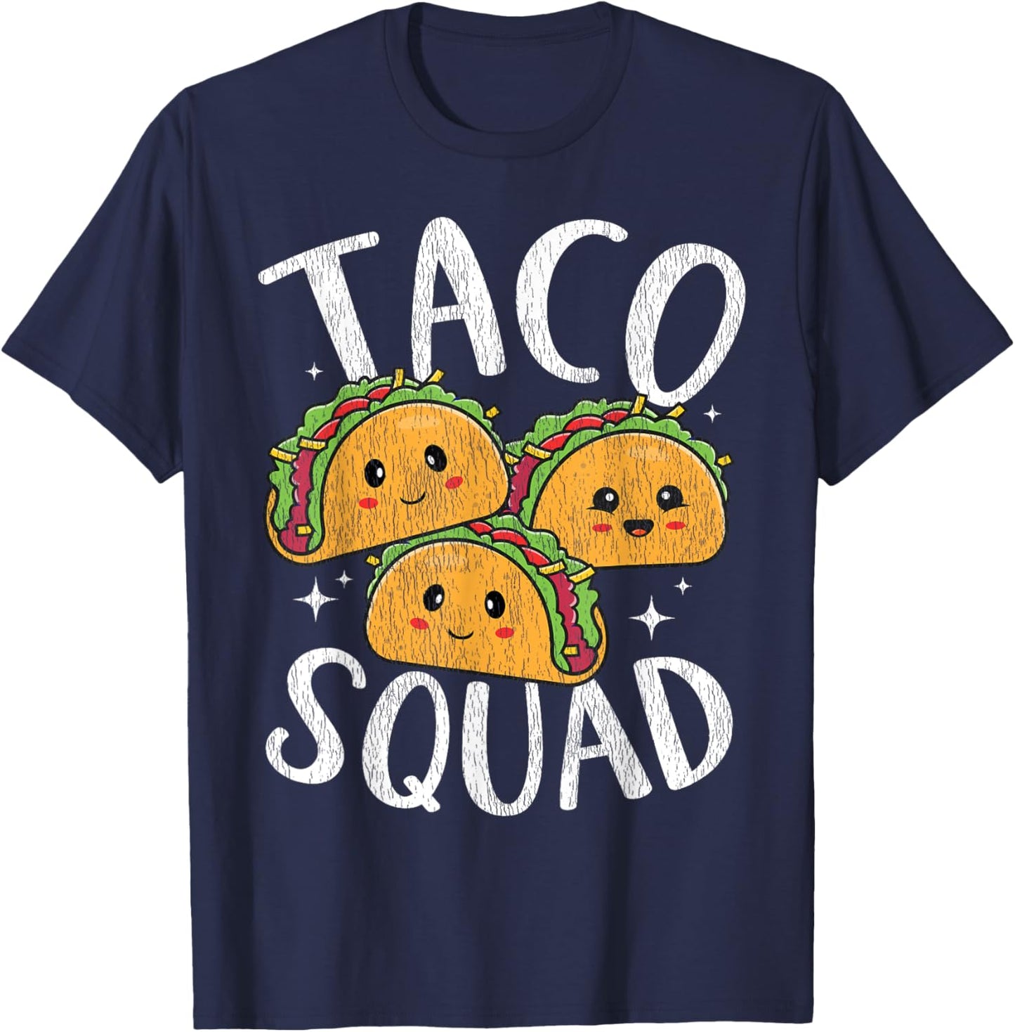 Kawaii Taco Squad For Tacos Lover Men Women Kids Vintage T-Shirt - T-Shirt | Navy
