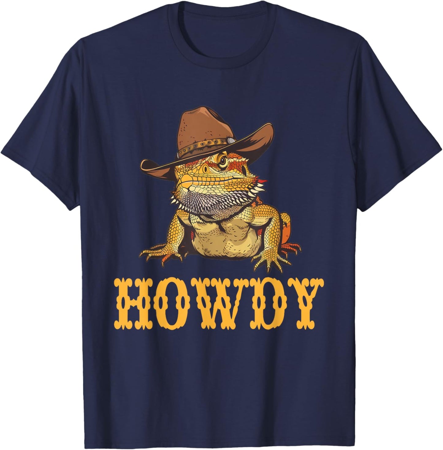 Bearded Dragon Howdy Cowboy T-Shirt - T-Shirt | Navy