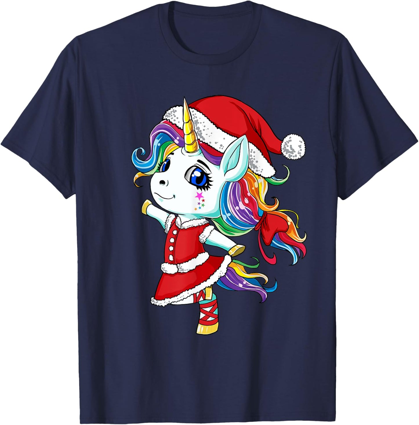 Unicorn Santa Claus Christmas Unicorns Girls T-Shirt - T-Shirt | Navy