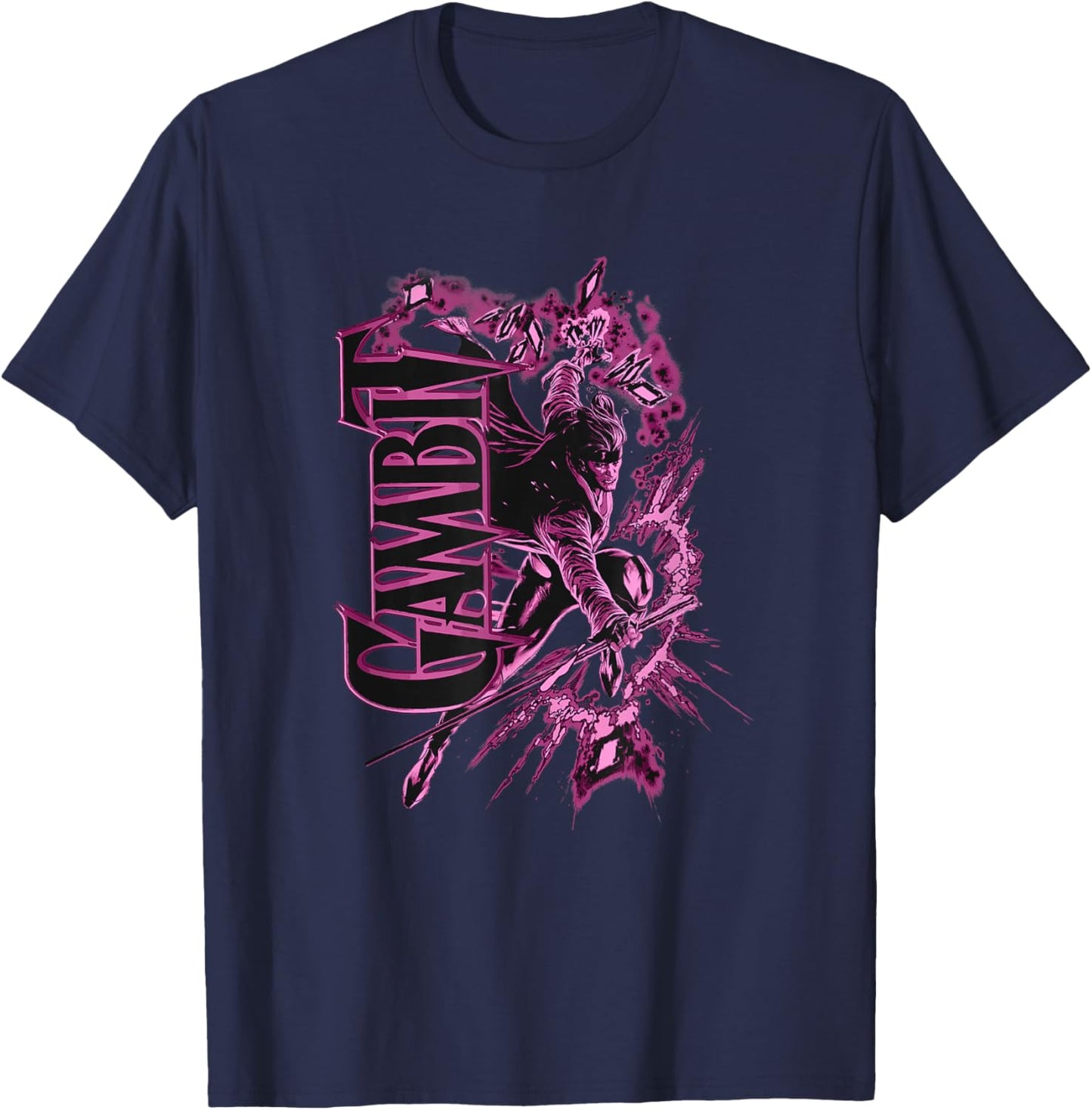 Marvel X-Men Gambit Epic Explosions Solo Poster T-Shirt - T-Shirt | Navy