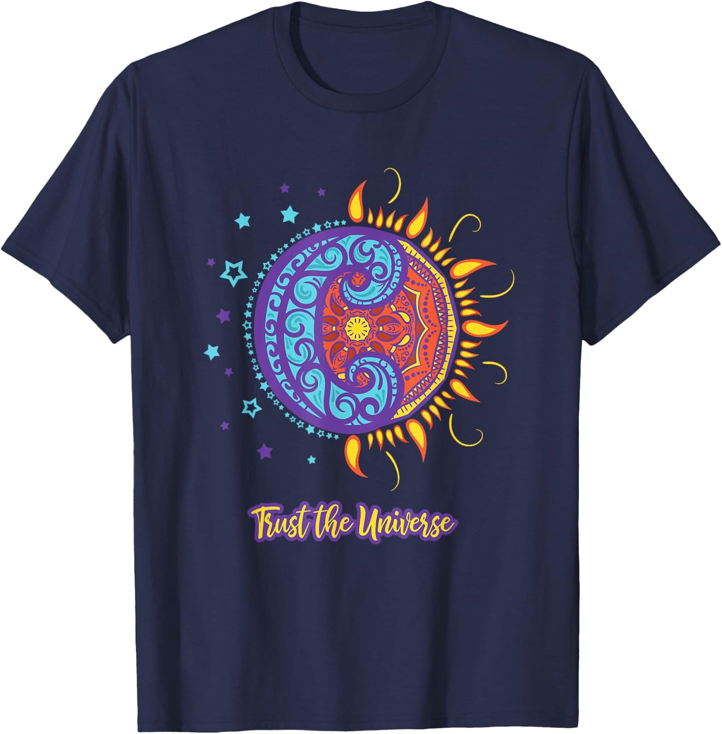 Trust the Universe Sun Moon, Positive Self Care T-Shirt - T-Shirt | Navy