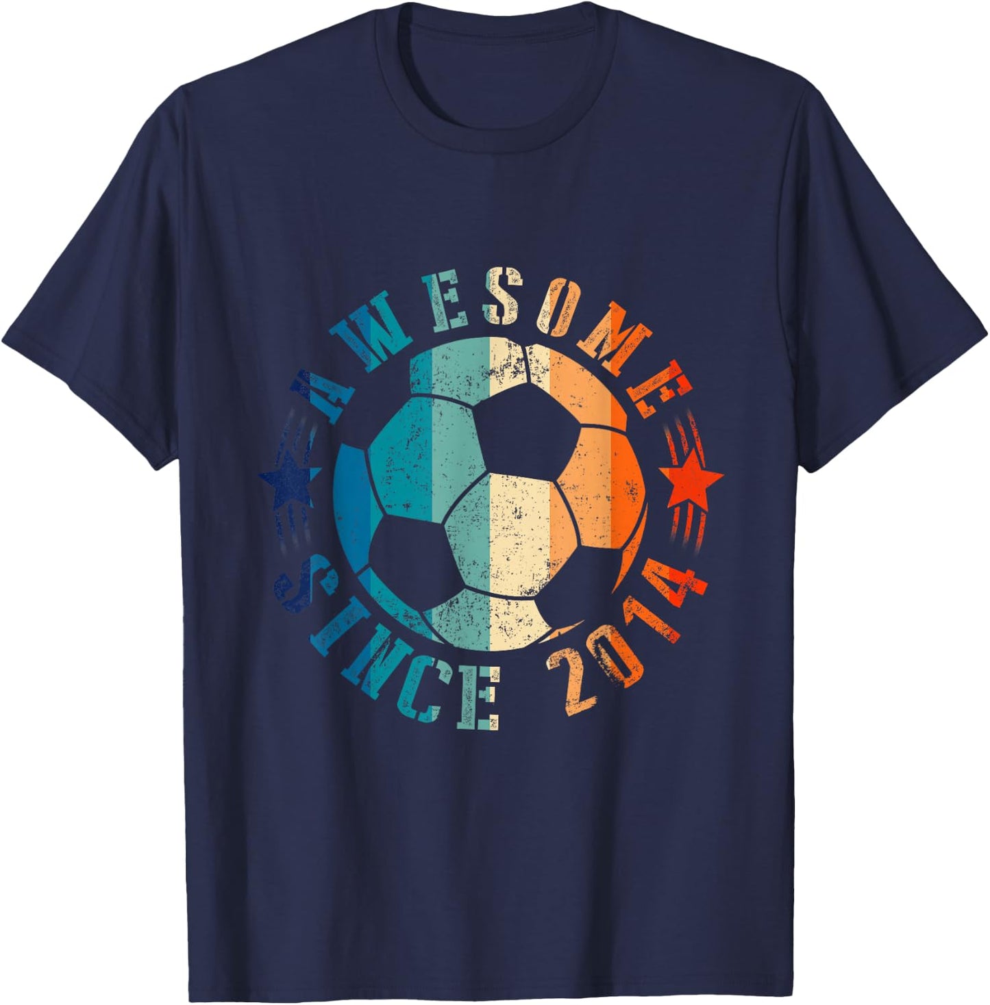 Awesome Since 2014 9th Birthday 9 Year Old Soccer Player T-Shirt - T-Shirt | Navy