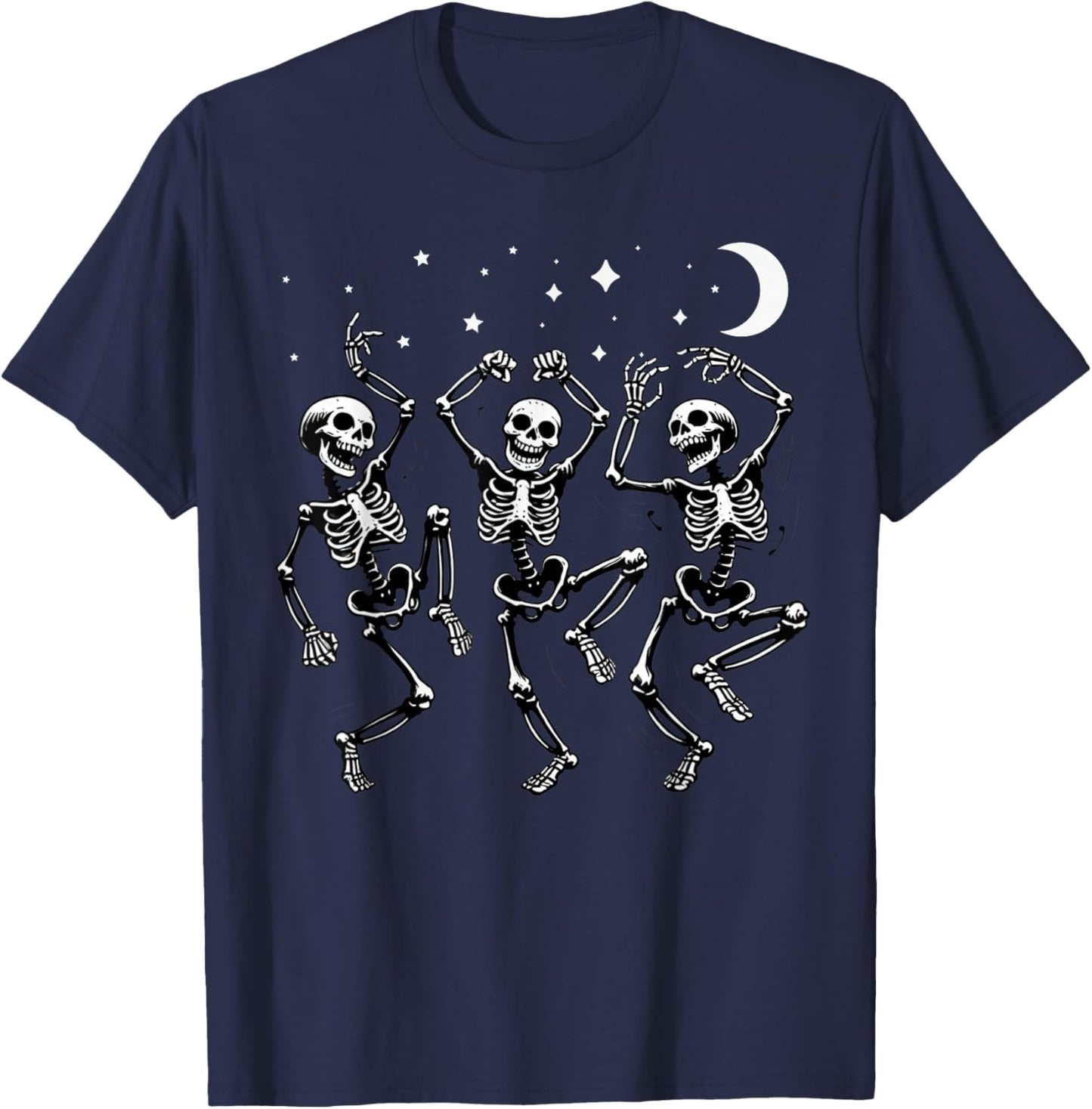 Skeleton Dancing Under The Moon Funny Halloween Skull Dance T-Shirt - T-Shirt | Navy
