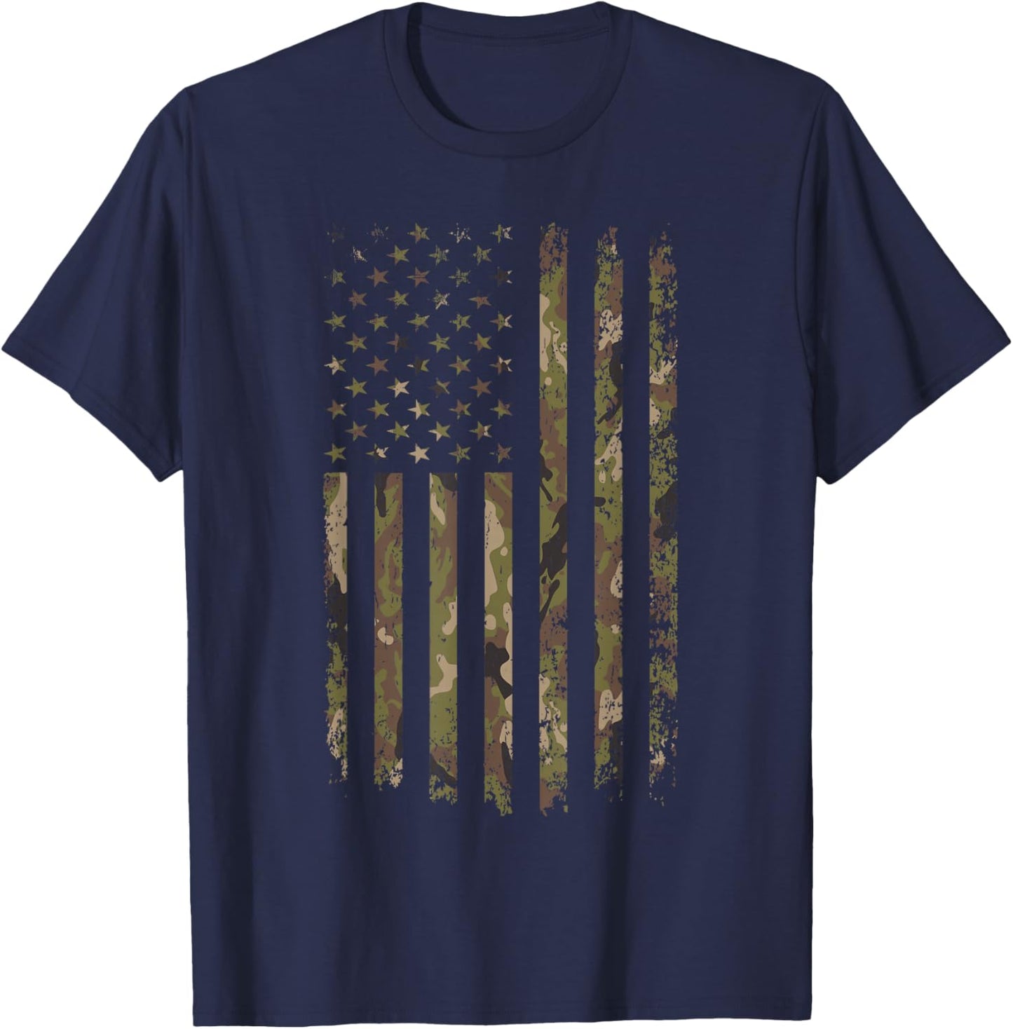 Camo American Flag USA Camouflage Men Boys Women Girls Kids T-Shirt - T-Shirt | Navy