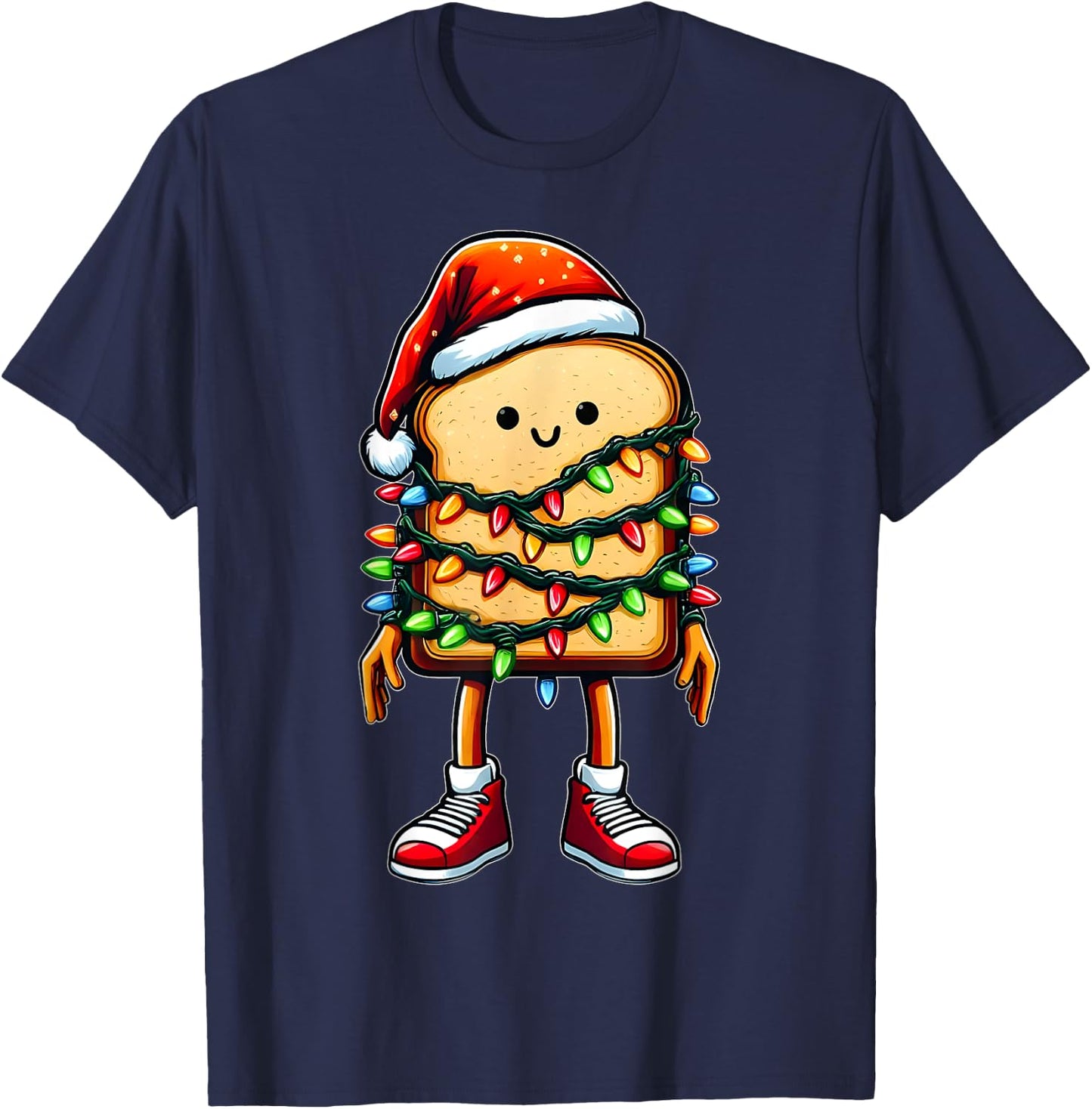 Cute Loaf Bread Baking Bread Baker Christmas Hat Xmas T-Shirt - T-Shirt | Navy