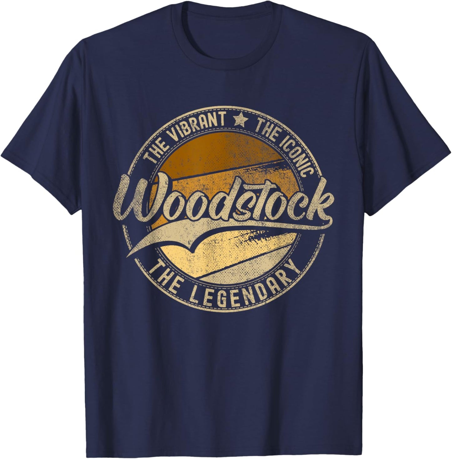 Woodstock GA | Georgia | Vintage Distressed , Small, Black T-Shirt - T-Shirt | Navy