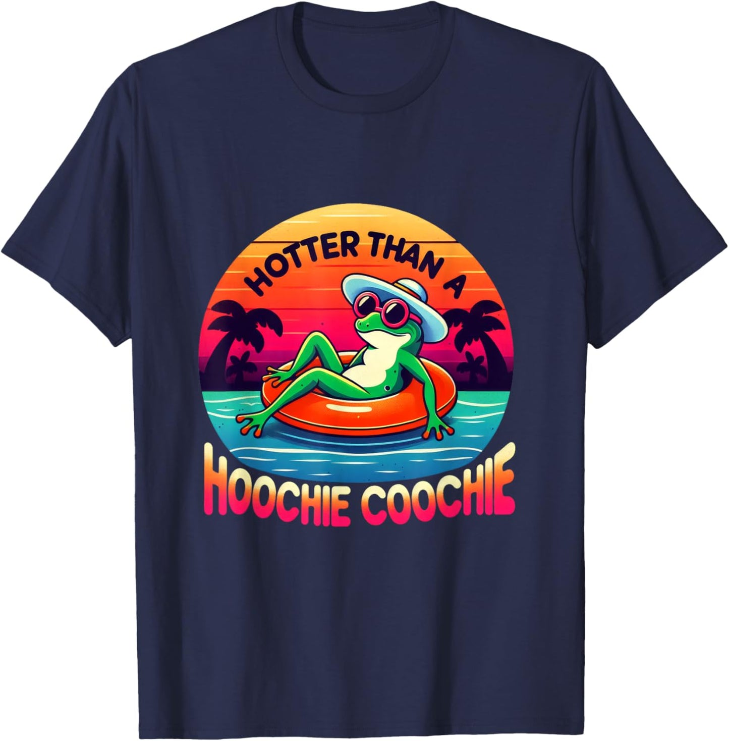 Retro Country Music Fans Hotter Than A Hoochie Coochie Frog T-Shirt - T-Shirt | Navy