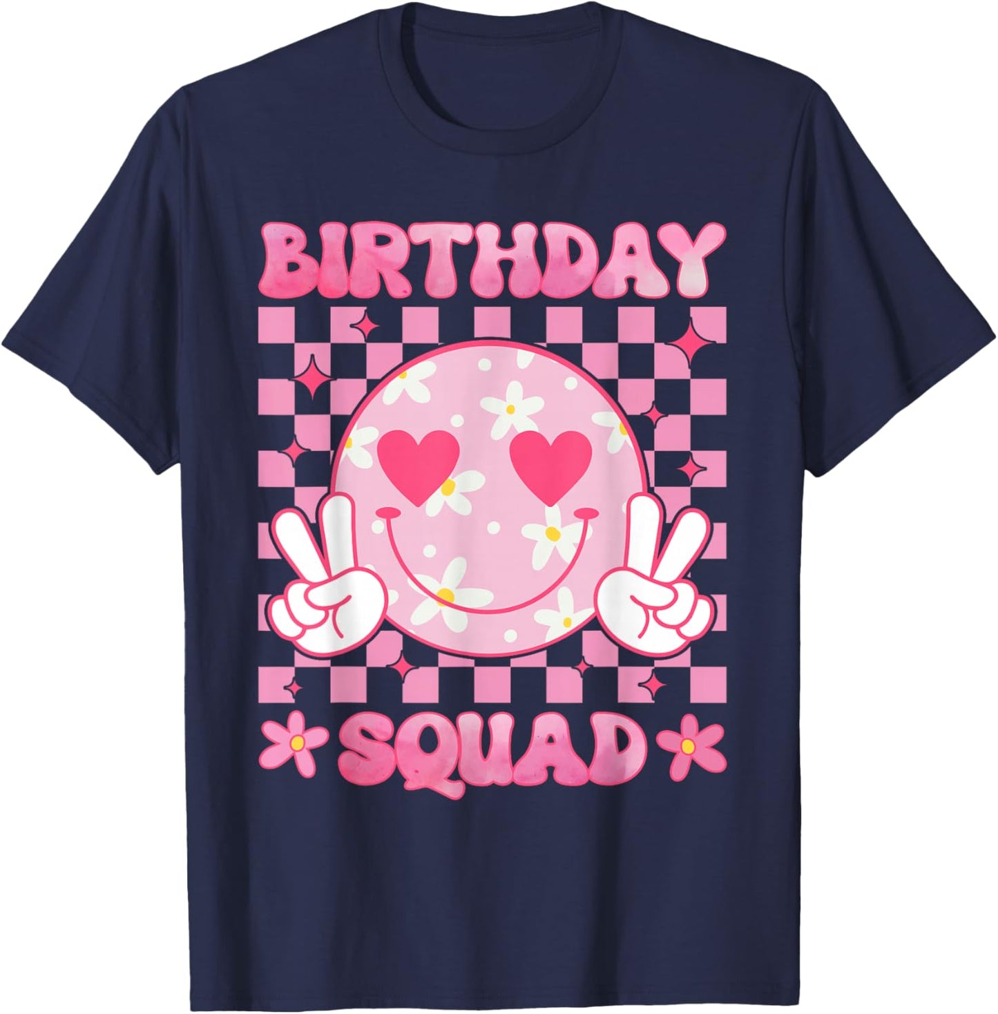 Groovy Birthday Squad Party Matching Birthday Family Group T-Shirt - T-Shirt | Navy