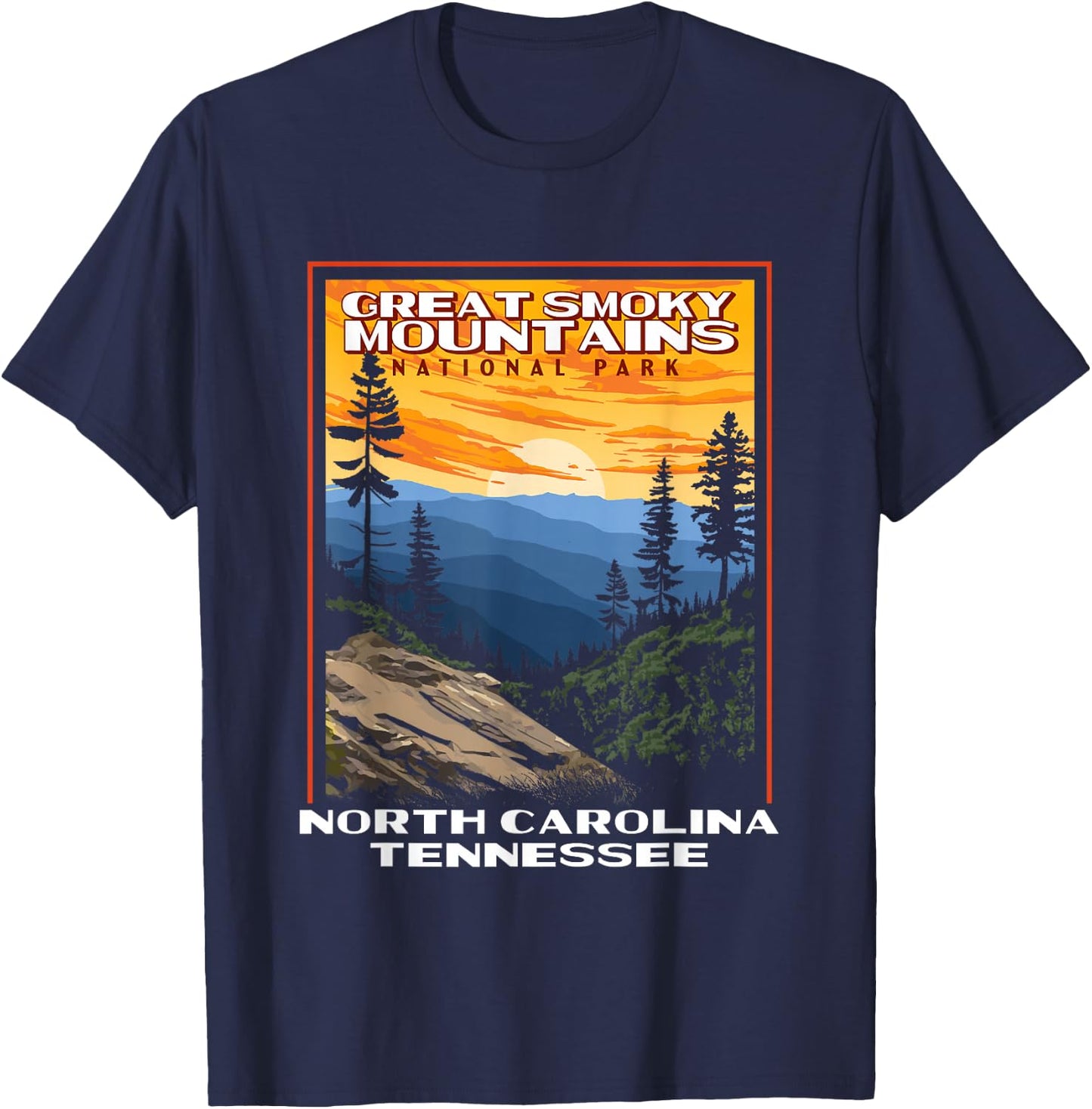 Great Smoky Mountains Vintage WPA National Park Smokies T-Shirt - T-Shirt | Navy