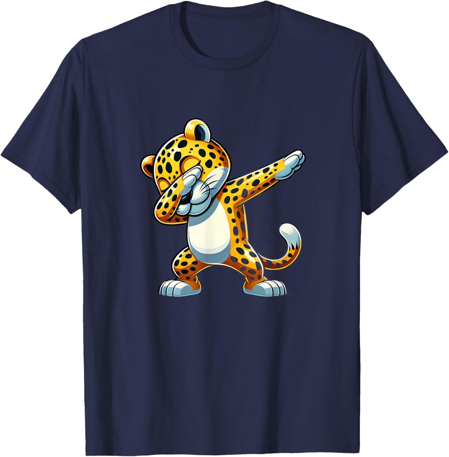 Dabbing Jaguar Cat Animal Lover Safari 0926CT T-Shirt - T-Shirt | Navy