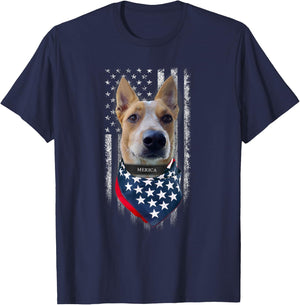American Flag Red Heeler Dog Women Kids Men T-Shirt - T-Shirt | Navy