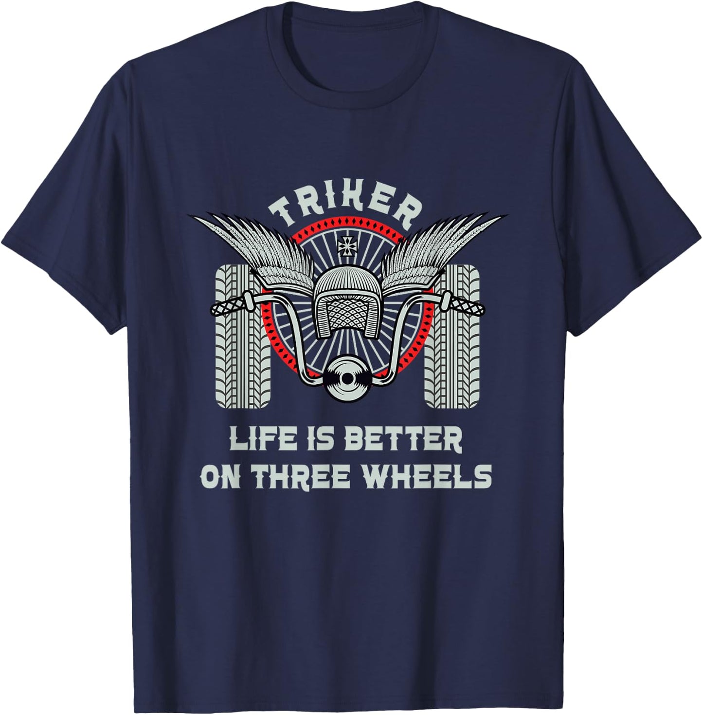Trike Motorcycle Motortrike Three Wheels Biker Gift T-Shirt - T-Shirt | Navy