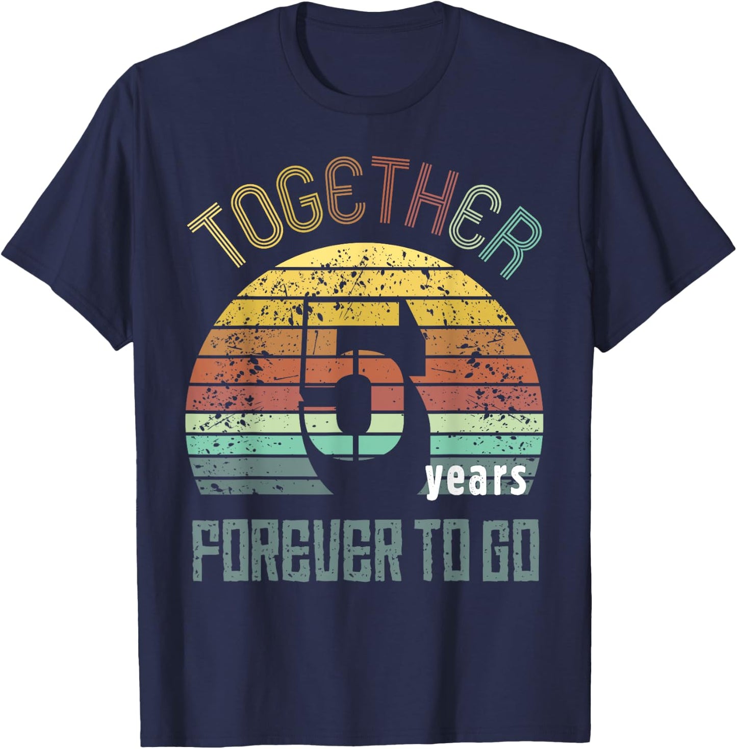 5th Years Wedding Anniversary Gifts For Couple Matching Five T-Shirt - T-Shirt | Navy