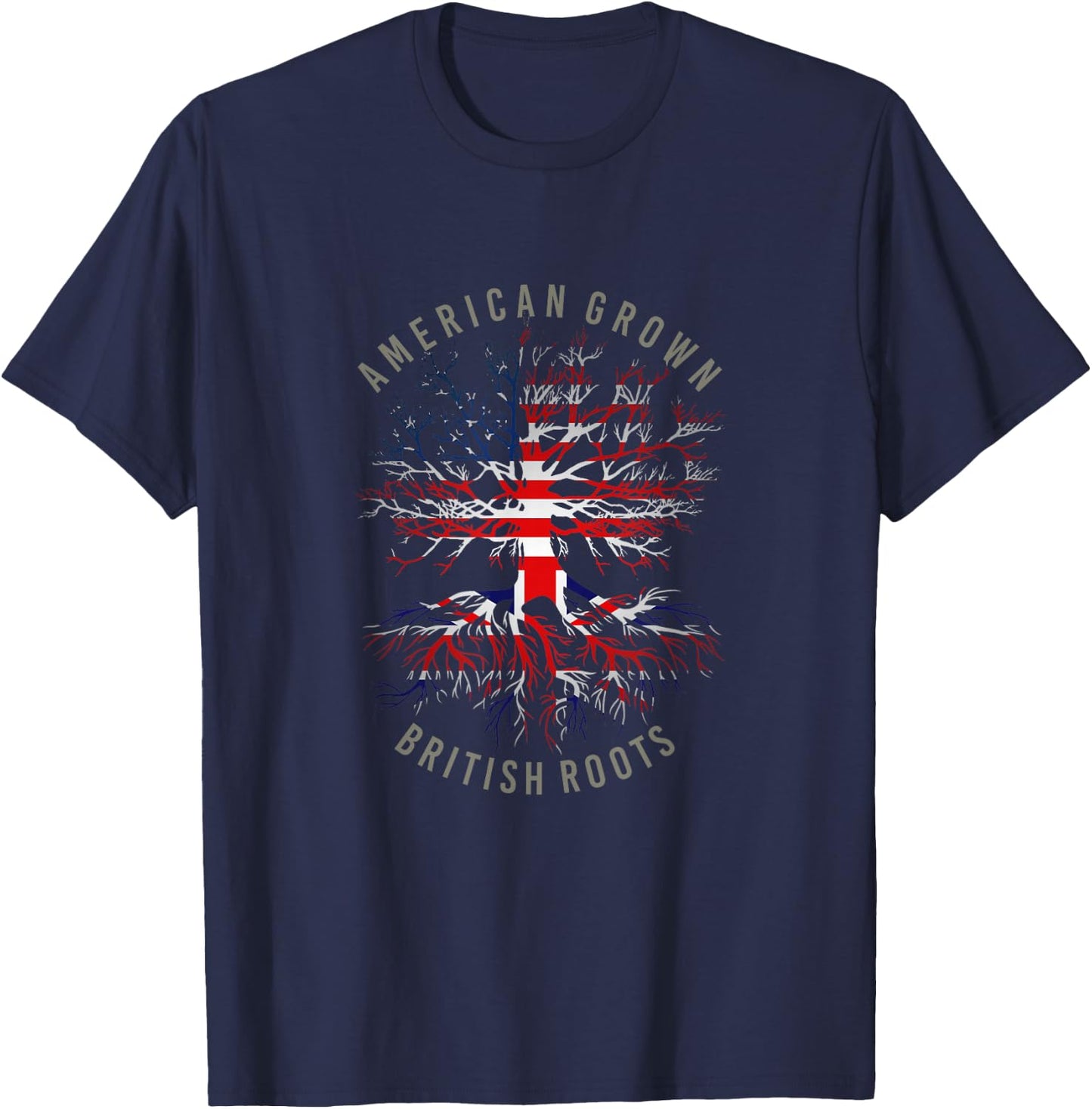 American Grown British Roots USA Great Britain Flag Heritage T-Shirt - T-Shirt | Navy
