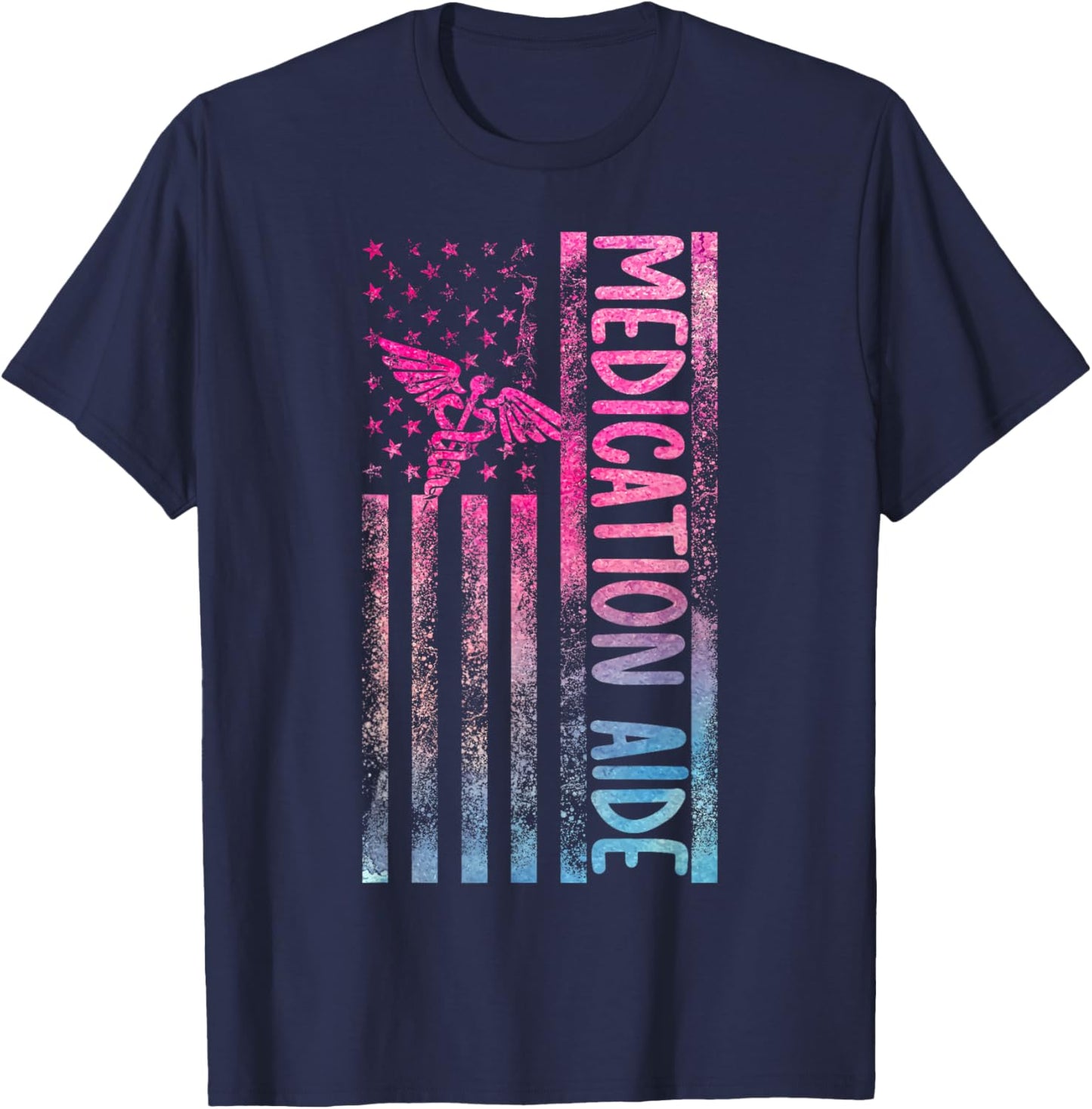 Medication Aide American Flag Med Aide Medication Aides T-Shirt - T-Shirt | Navy